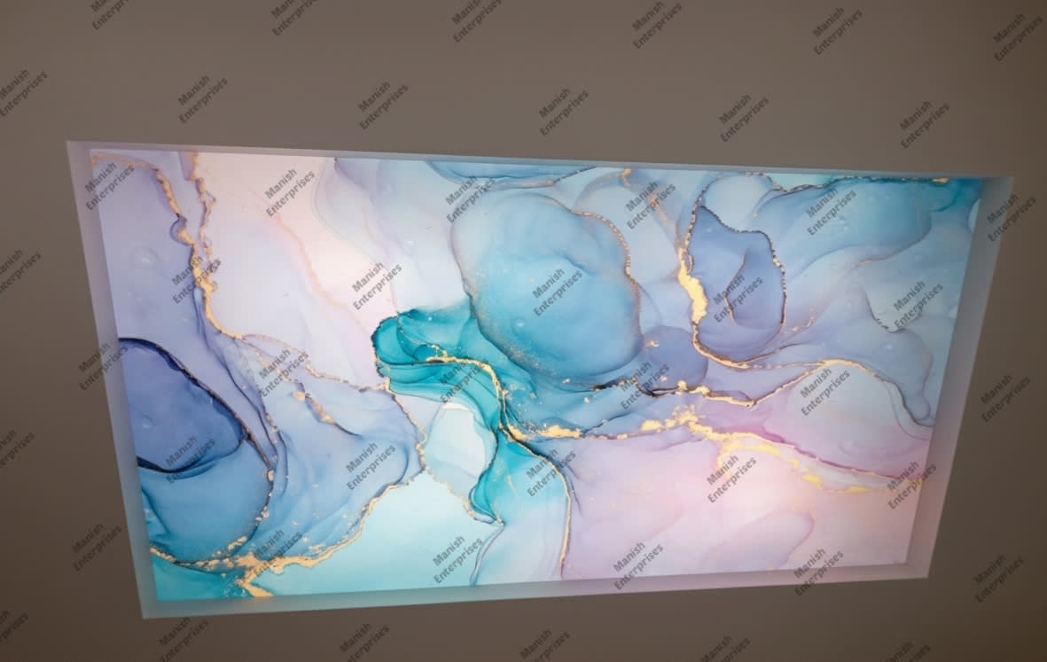 Blue Teal Marble Backlit Acrylic Sheet for Ceiling