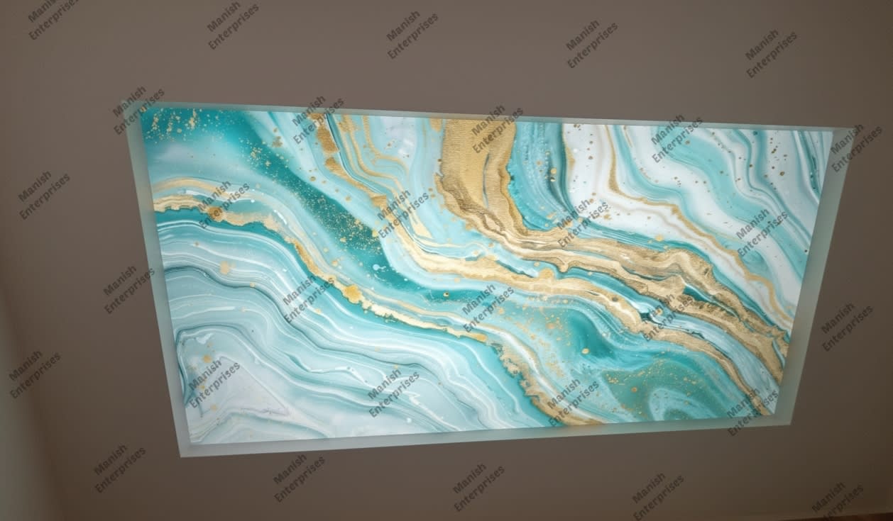 Aqua Gold Marble Backlit Acrylic Sheet for Ceiling