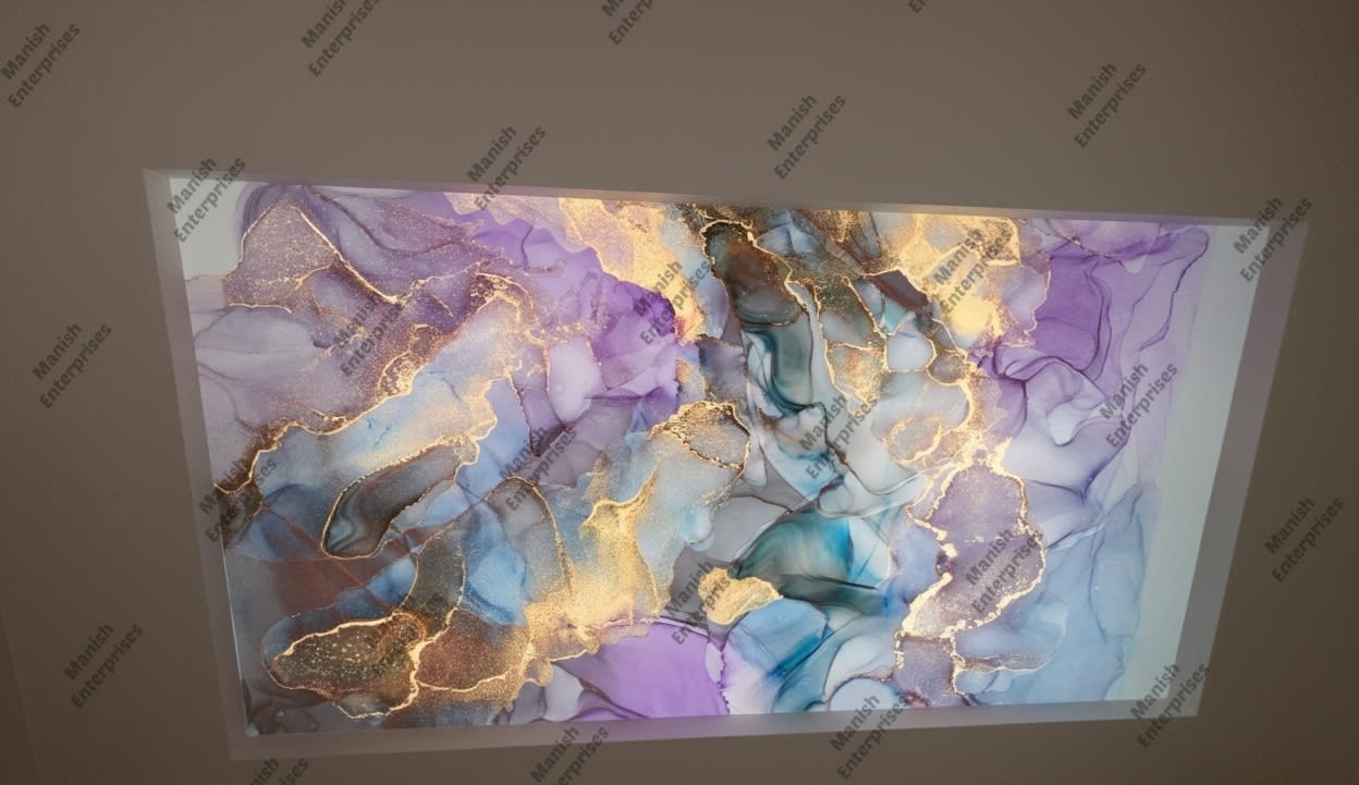 Purple Blue Gold Marble Backlit Acrylic Sheet for Ceiling