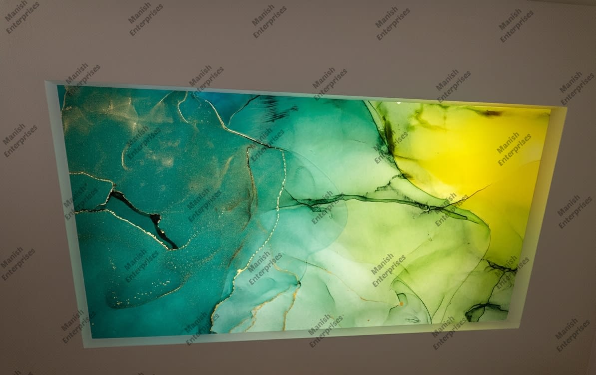 Green Yellow Gold Marble Backlit Acrylic Sheet for Ceiling