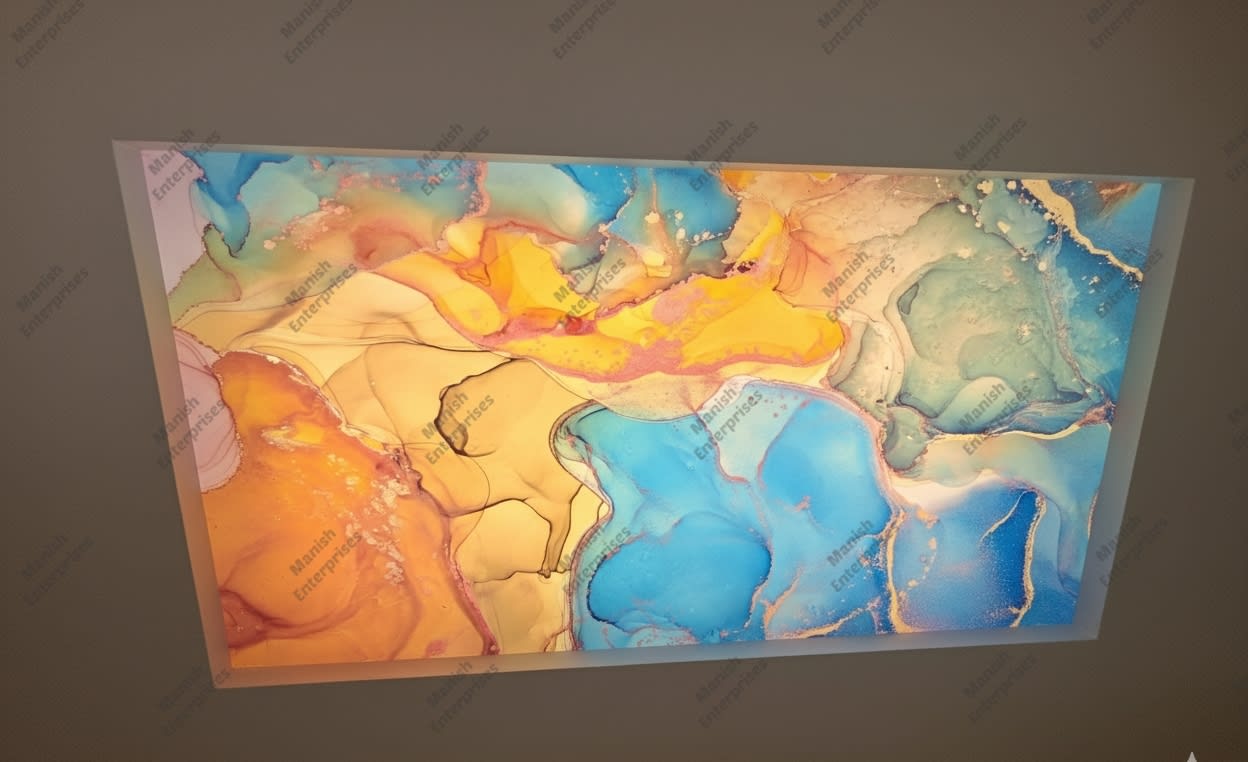 Yellow Blue Multicolor Marble Backlit Acrylic Sheet for Ceiling