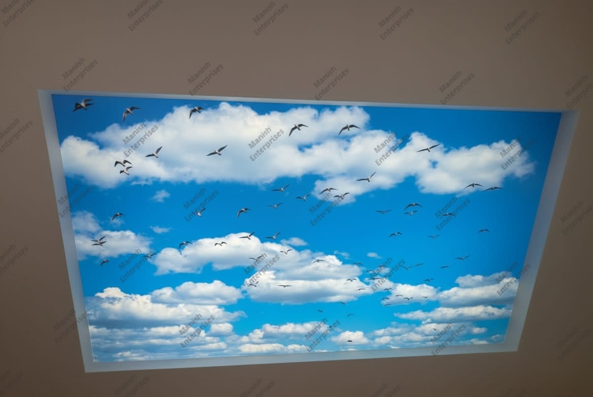 Blue Sky Birds Backlit Acrylic Ceiling Sheet – Open Sky Decorative Panel
