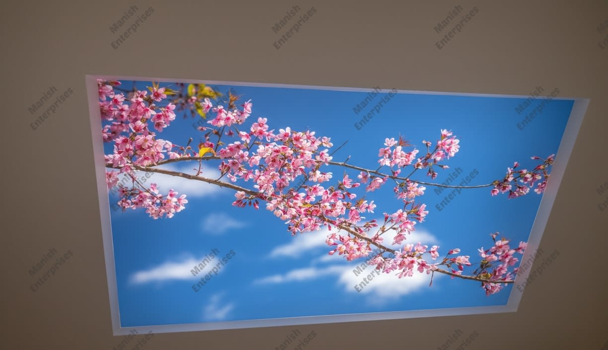 Cherry Blossom Sky Backlit Acrylic Ceiling Sheet – Floral Sky Ceiling Panel