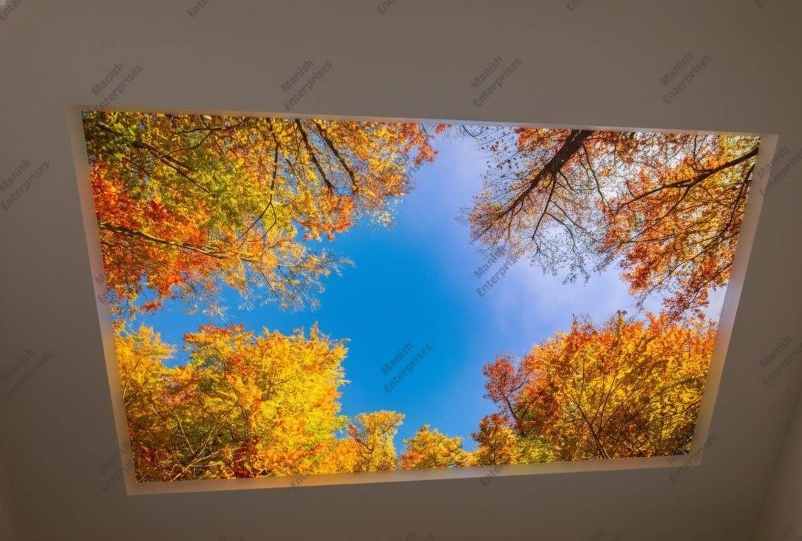 Autumn Canopy Sky Backlit Acrylic Ceiling Sheet – Fall Leaves Ceiling Panel