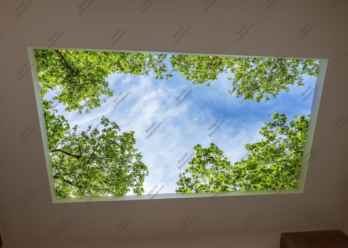 Green Canopy Sky Backlit Acrylic Ceiling Sheet – Nature Forest Ceiling Panel