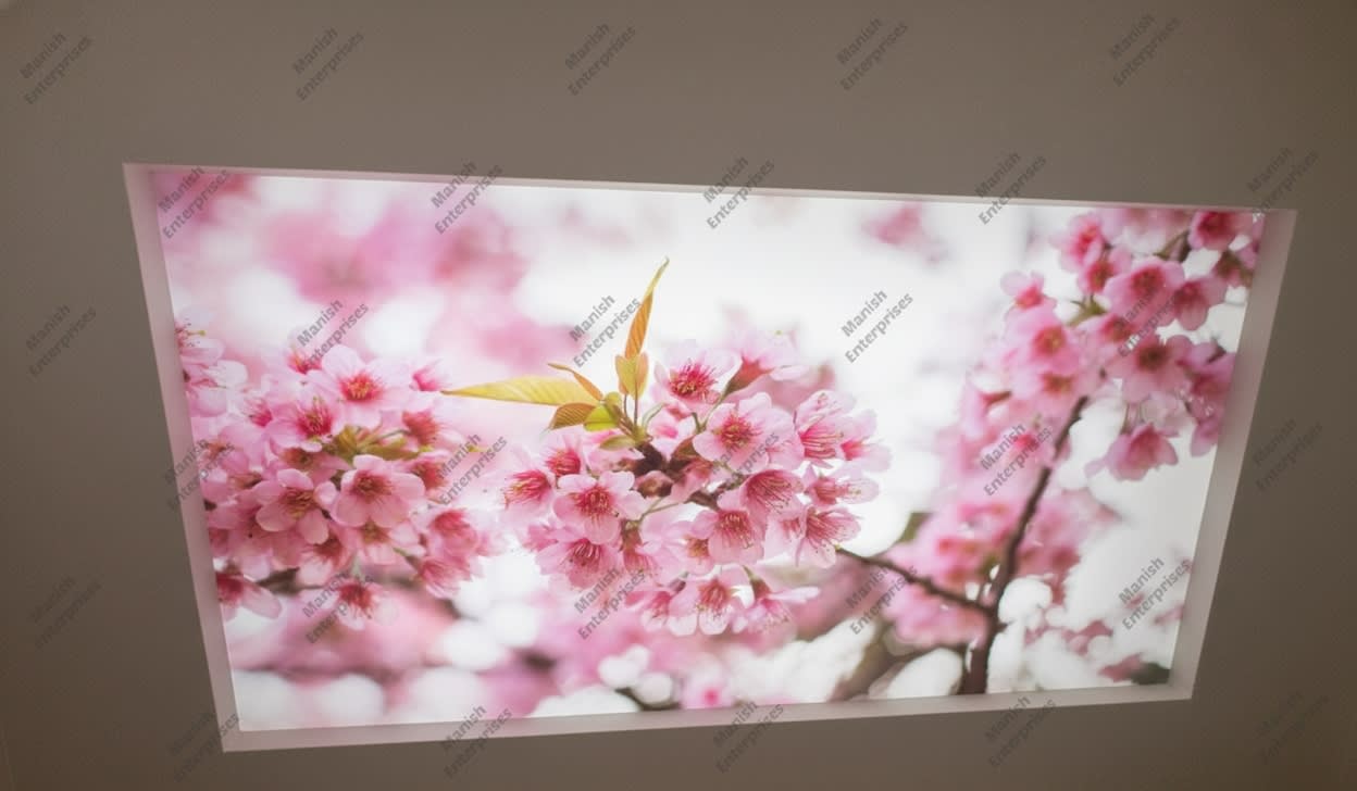 Soft Pink Sakura Blossom Backlit Acrylic Ceiling Sheet – Floral Sky Ceiling Panel