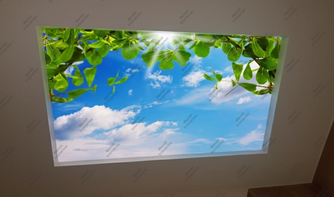 Green Leaf Sky Backlit Acrylic Ceiling Sheet – Nature Sky Ceiling Panel