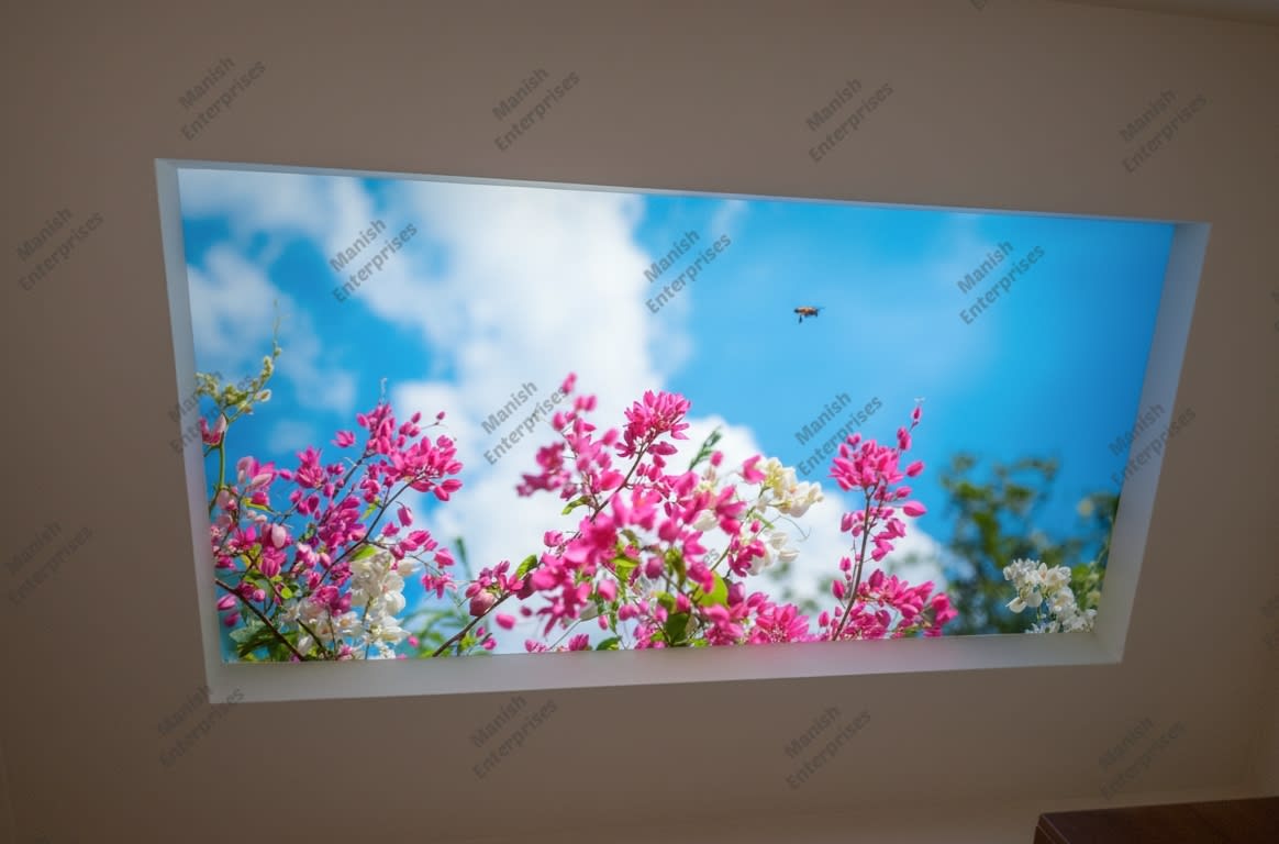 Pink Spring Blossom Backlit Acrylic Ceiling Sheet – Floral Sky Ceiling Panel