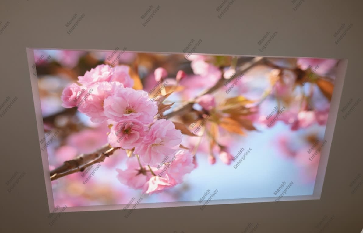 Blush Pink Sakura Bloom Backlit Acrylic Ceiling Sheet – Floral Ceiling Panel