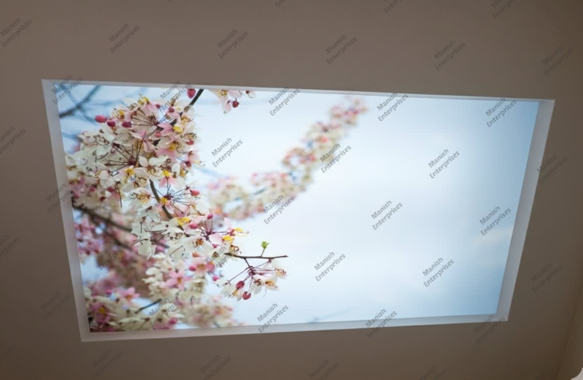 Soft Pastel Bloom Backlit Acrylic Ceiling Sheet – Elegant Floral Ceiling Panel