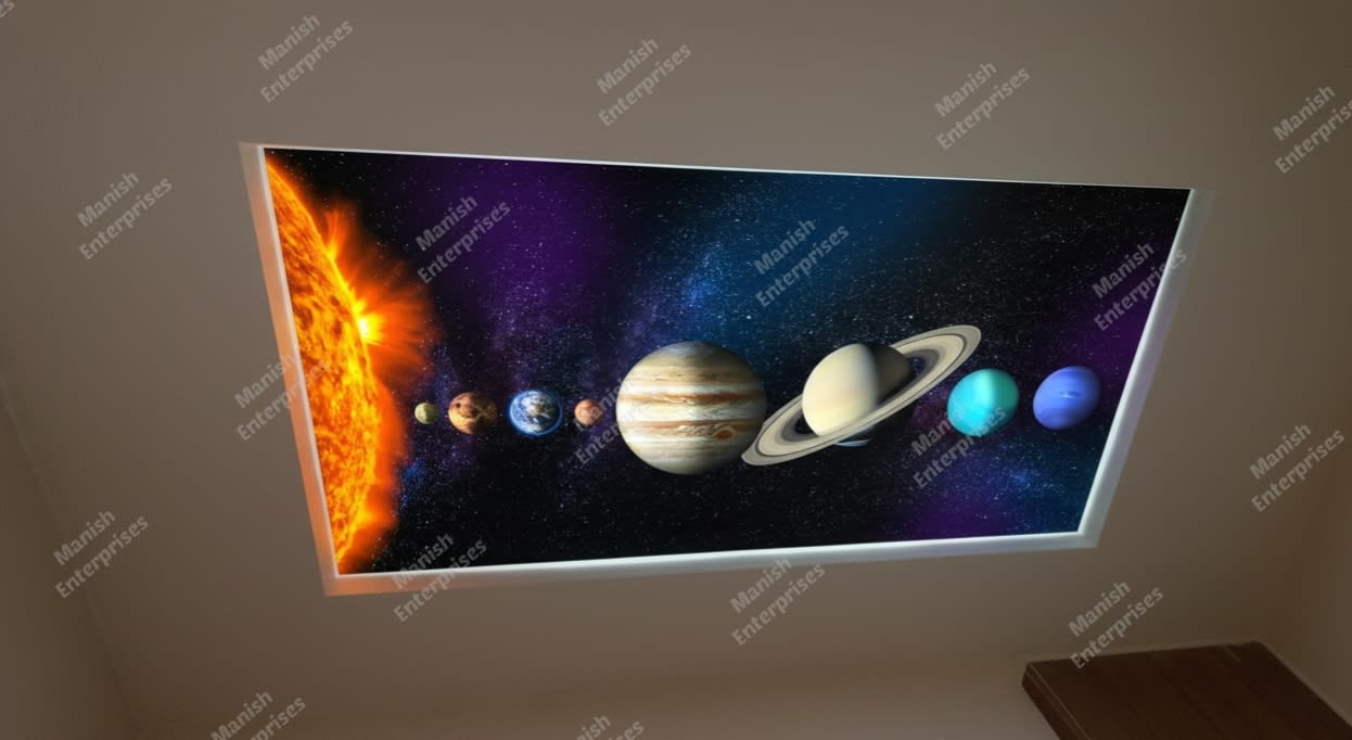 Realistic Solar System Backlit Acrylic Ceiling Sheet – Space Theme Ceiling Panel