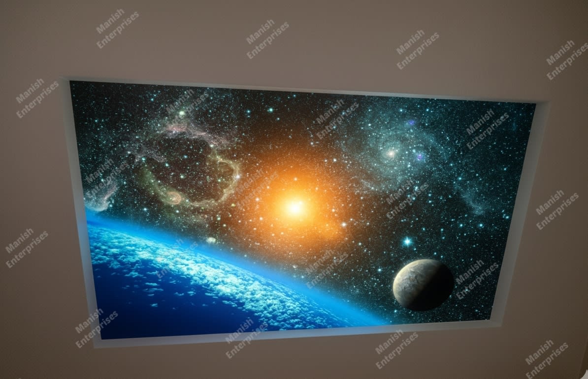 Galaxy Sunrise Backlit Acrylic Ceiling Sheet – Space Horizon Ceiling Panel