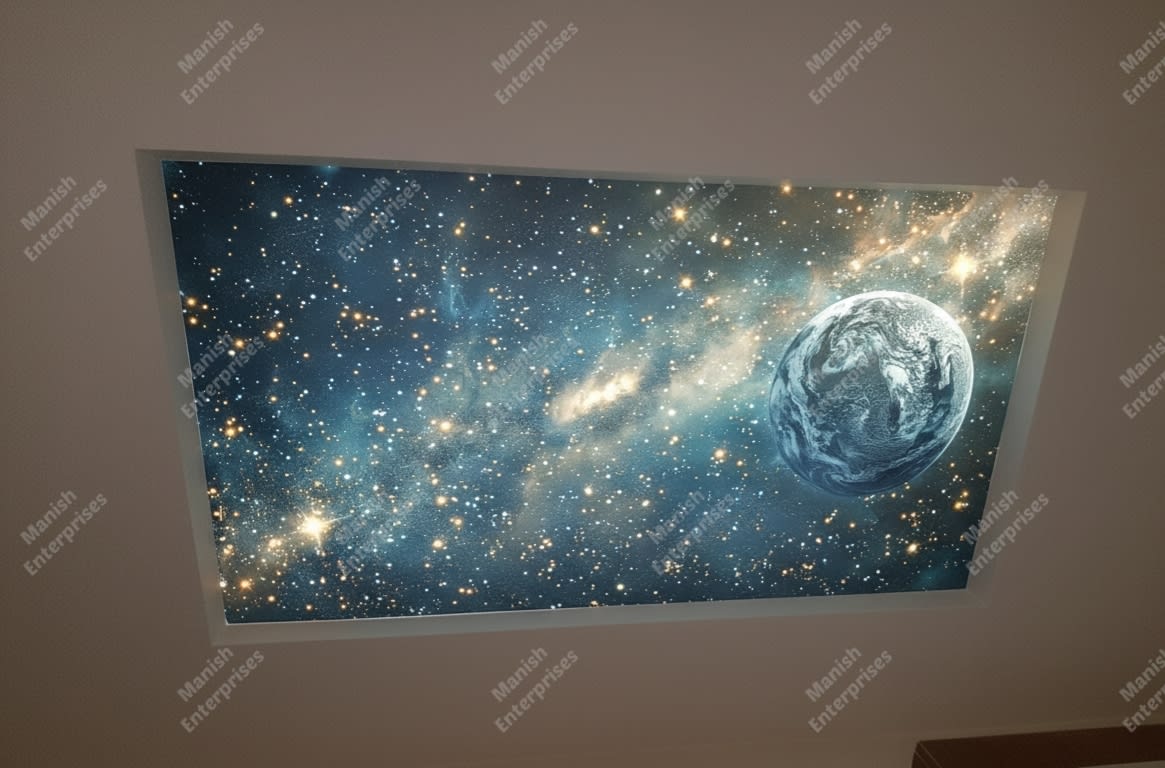 Galactic Earth View Backlit Acrylic Ceiling Sheet – Space Cosmos Ceiling Panel