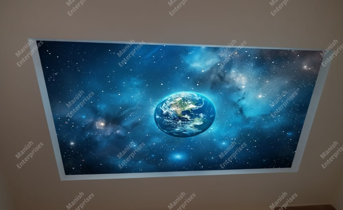 Blue Galaxy Earth Backlit Acrylic Ceiling Sheet – Space Universe Ceiling Panel