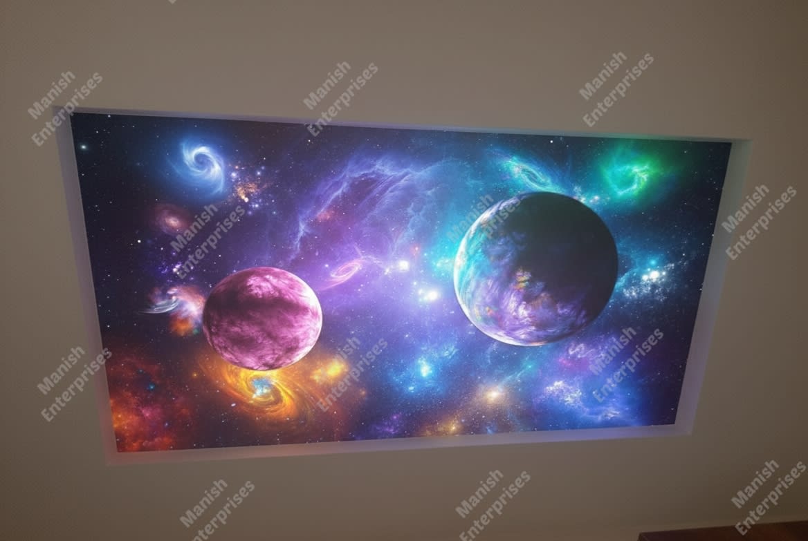 Cosmic Nebula Planets Backlit Acrylic Ceiling Sheet – Galaxy Space Ceiling Panel