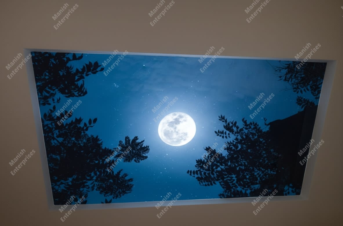 Full Moon Night Sky Backlit Acrylic Ceiling Sheet – Moonlight Ceiling Panel