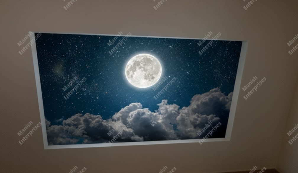 Full Moon Clouds Backlit Acrylic Ceiling Sheet – Night Sky Luminous Panel