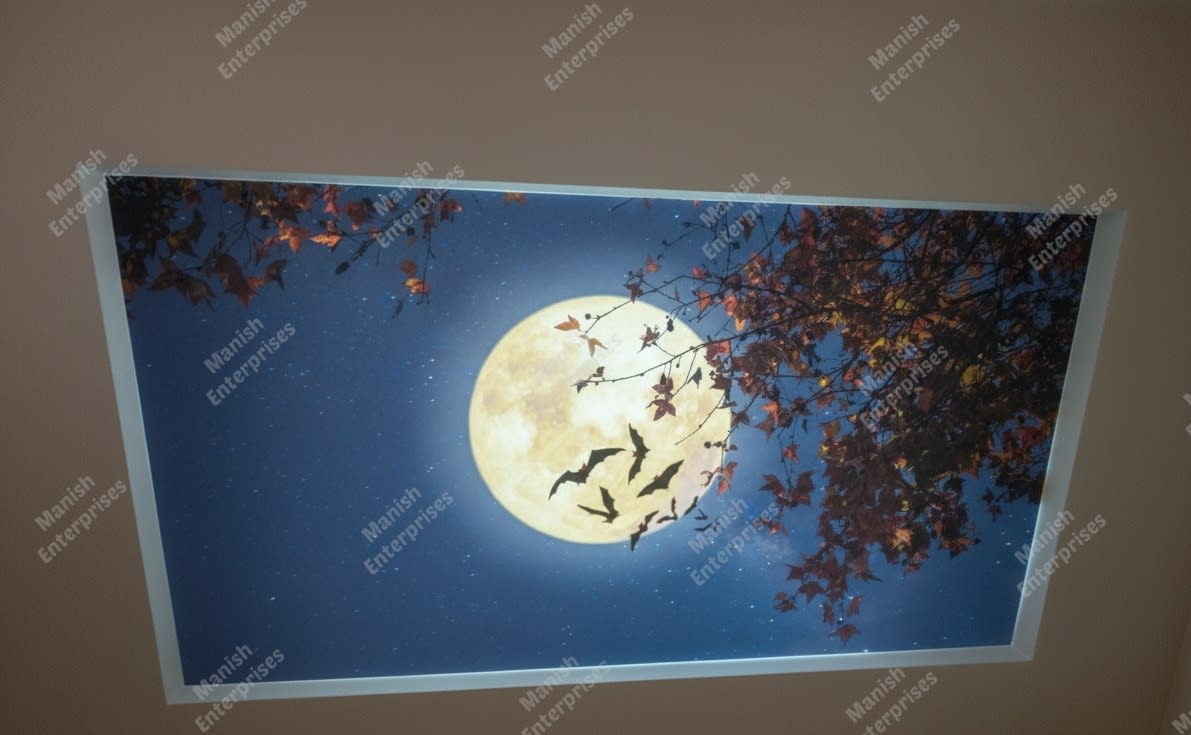 Autumn Moon Night Backlit Acrylic Ceiling Sheet – Full Moon Sky Panel