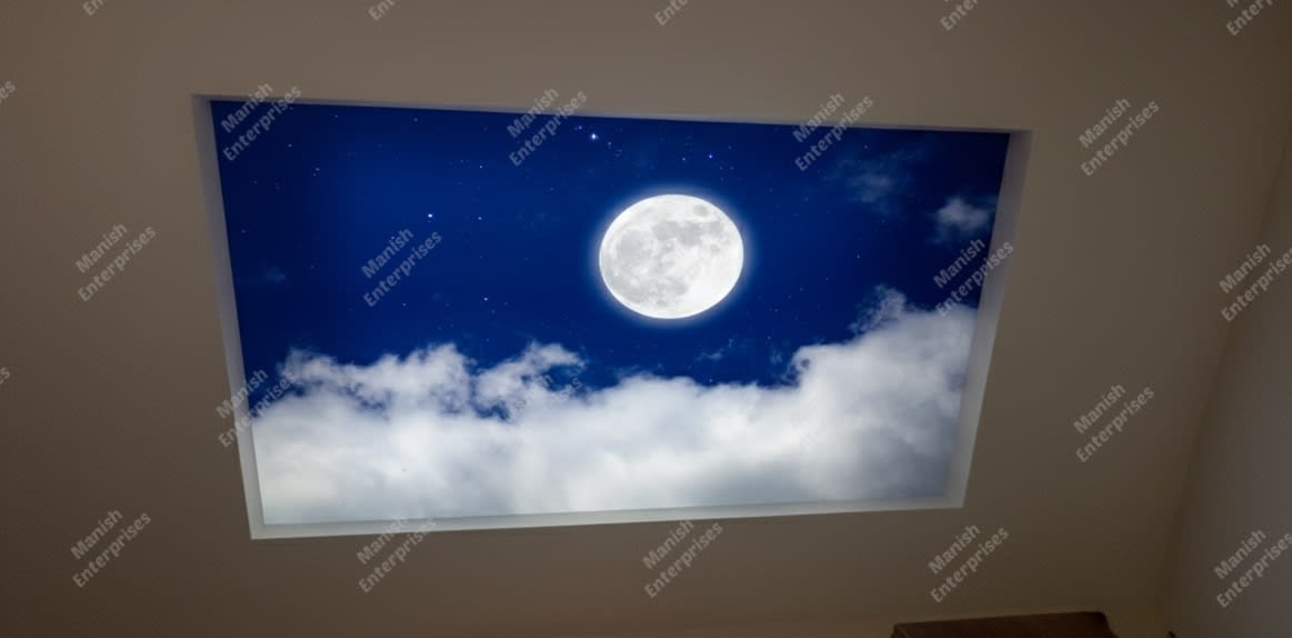 Full Moon Cloudy Night Backlit Acrylic Ceiling Sheet – Moonlight Sky Panel