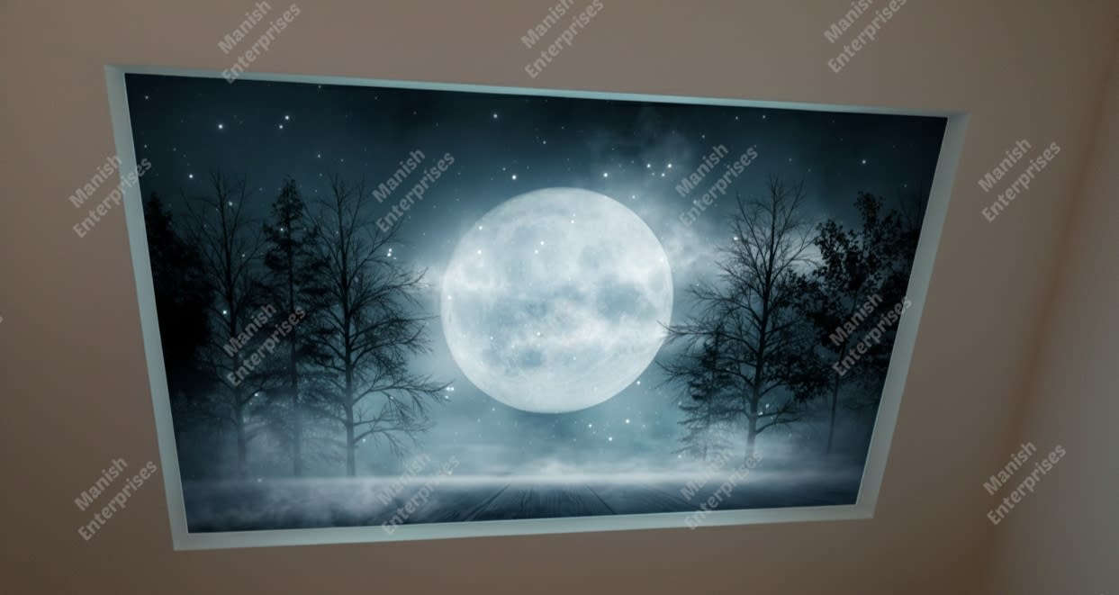 Mystic Forest Moon Backlit Acrylic Ceiling Sheet – Night Sky Glow Panel