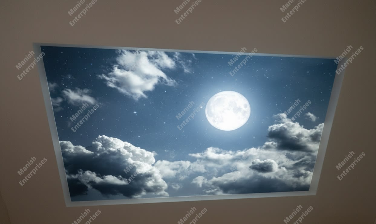 Bright Moon Night Backlit Acrylic Ceiling Sheet – Cloudy Night Sky Panel