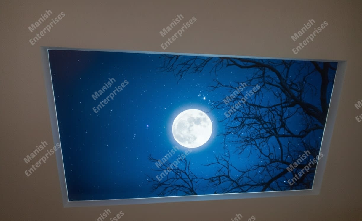Moonrise Over Silent Woods Backlit Acrylic Ceiling Sheet – Night Sky Ceiling Panel