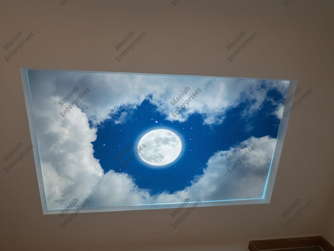 Moon Halo Cloudscape Backlit Acrylic Ceiling Sheet – Night Sky Panel