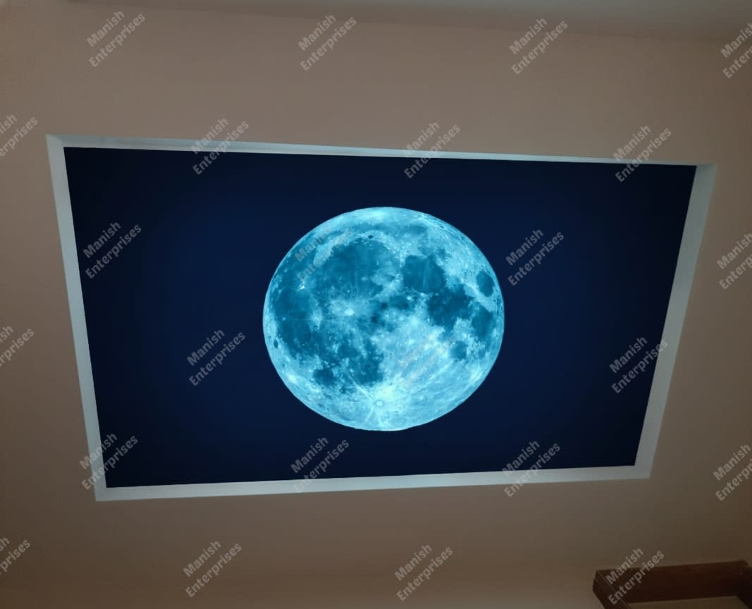 Lunar Mist Marble Backlit Acrylic Ceiling Sheet – Moonlit Night Ceiling Panel