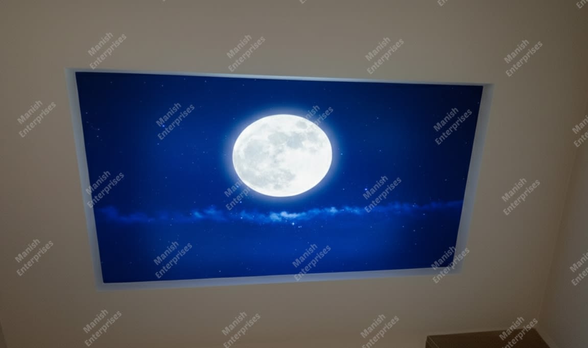 Lunar Horizon Backlit Acrylic Ceiling Sheet – Moonlit Night Sky Panel