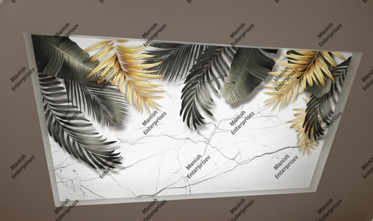 Emerald Palm Breeze Backlit Acrylic Ceiling Sheet – 3D Abstract Panel