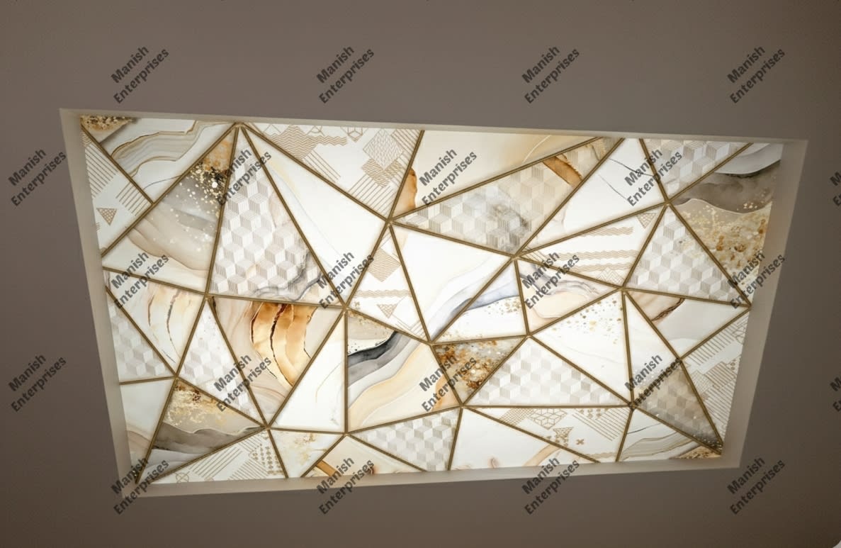 3D Geometric Marble Prism Backlit Acrylic Sheet