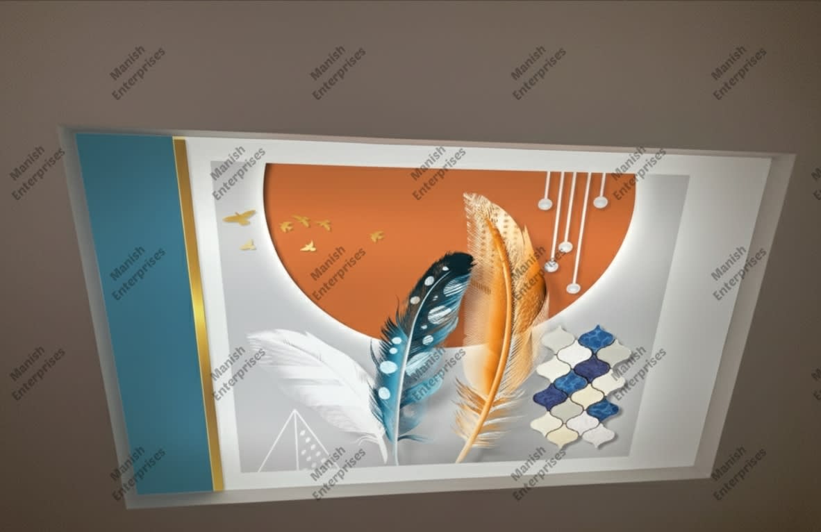 3D Feather Mosaic Luxury Interior Ceiling Backlit Acrylic Sheet Panel