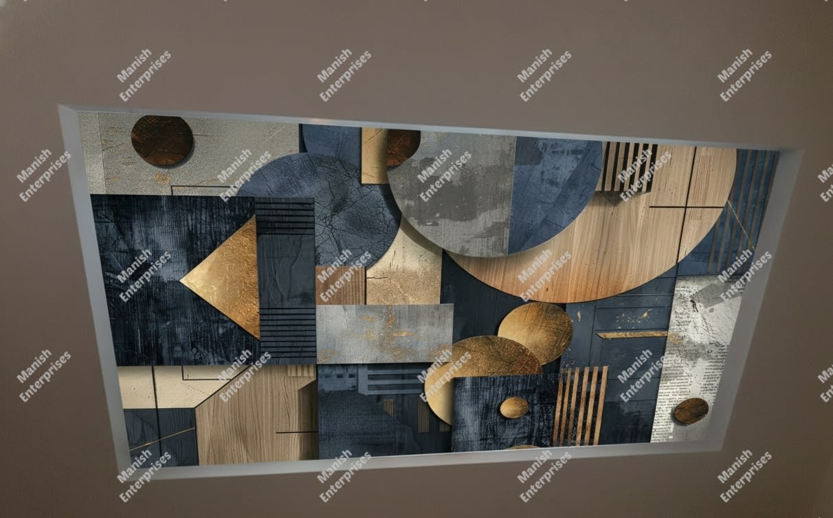 3D Marble Geo Mosaic Backlit Acrylic Sheet Ceiling Panel