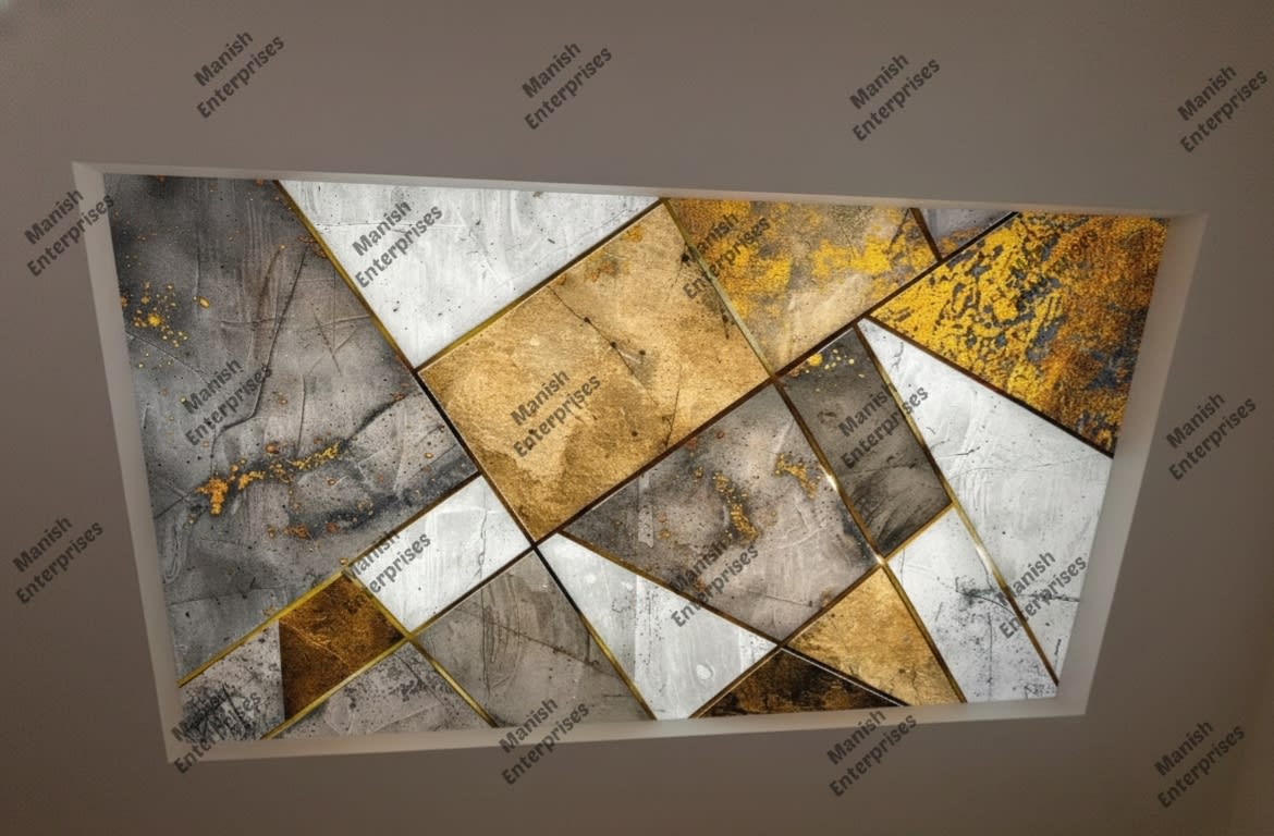 Gold Concrete Geometry Designer Backlit Acrylic Sheet Panel