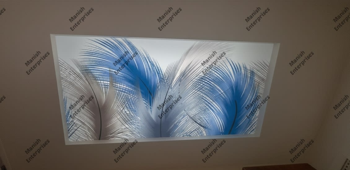 Blue Feather Elegance Backlit Acrylic Sheet Panel
