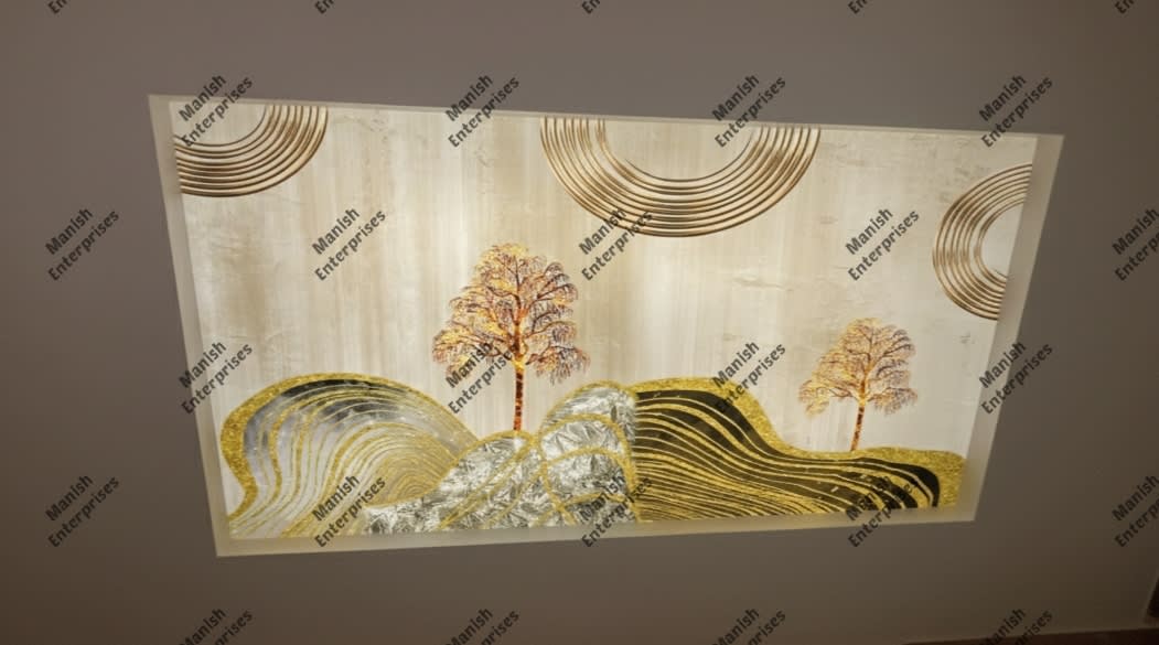 Golden Forest Wave Backlit Acrylic Sheet Ceiling & Wall Panel