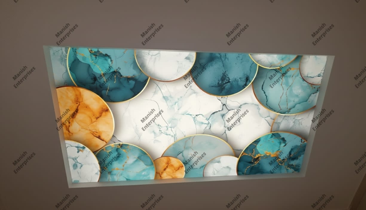 Aqua Luxe Concentric Art Backlit Acrylic Sheet Panel