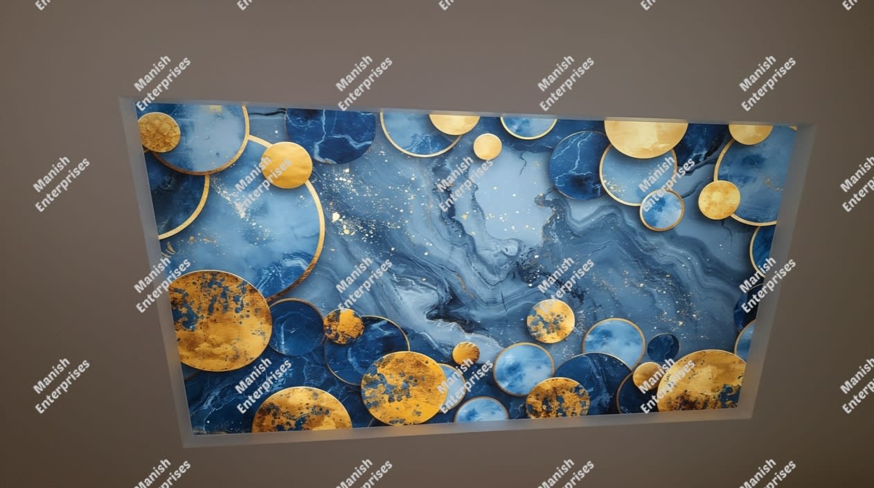 Navy Gold Constellation Circles Backlit Acrylic Sheet Panel