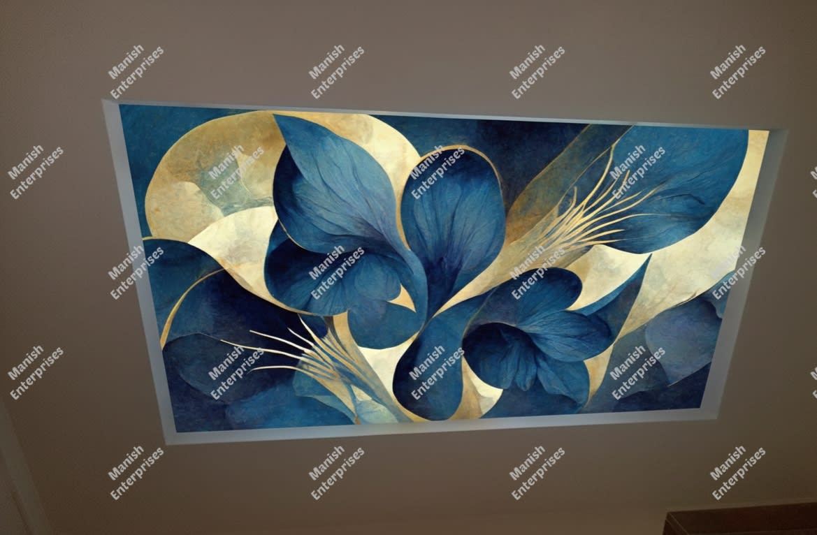 Midnight Flora Gold Curves Backlit Acrylic Sheet Ceiling & Walls Panel
