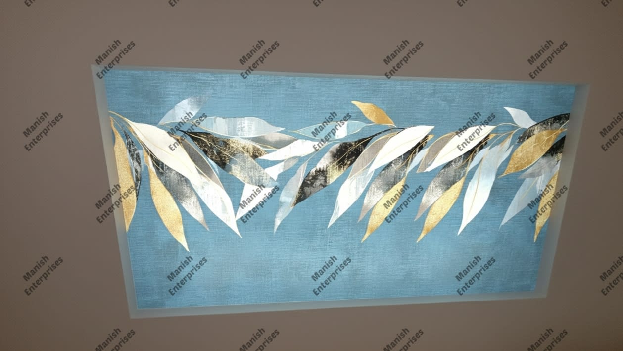 Teal Feather Gradient Backlit Acrylic Sheet Ceiling & Walls Panel