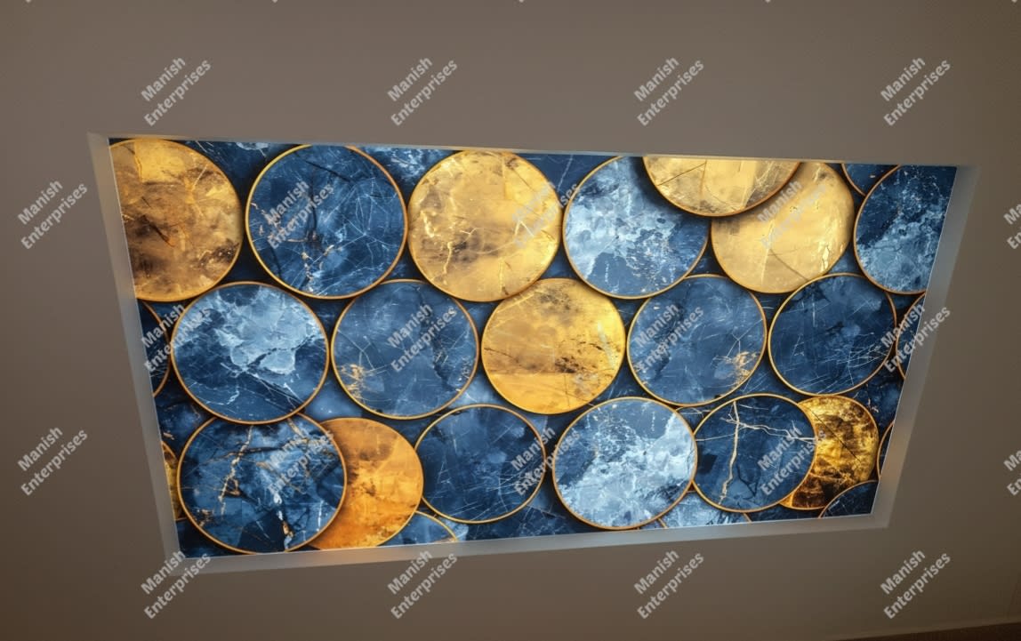 Navy Gold Orbit Acrylic Sheet Panel for Ceiling & Walls (Backlit)