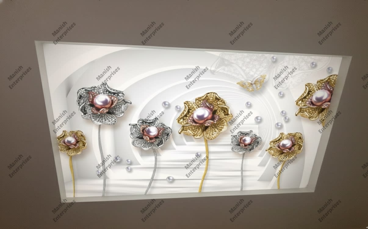 Golden Petal Arc Acrylic Sheet Panel for Ceiling & Walls