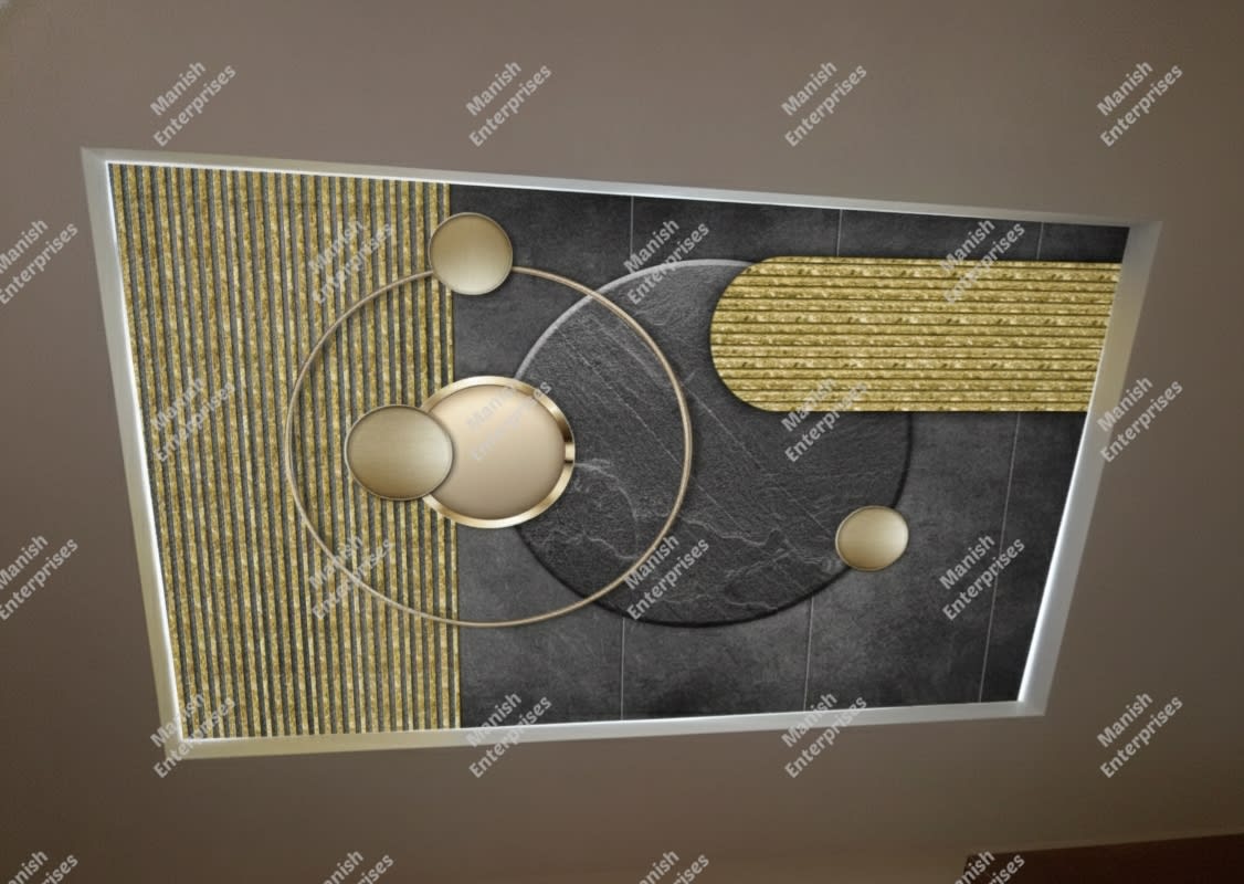 3D Orbital Luxe Gold & Grey Acrylic Backlit Décor Sheet