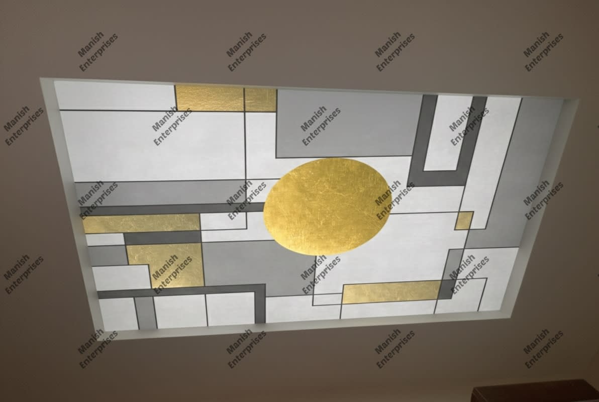 3D Golden Geo-Grid Acrylic Backlit Décor Sheet