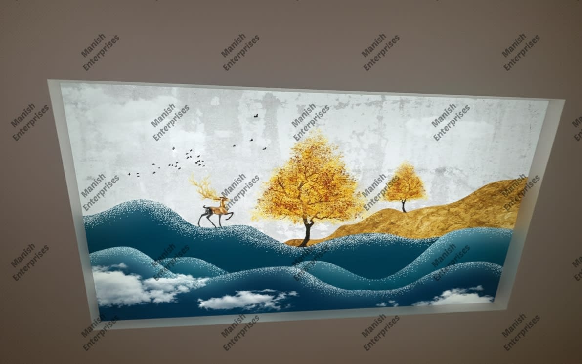 3D Scenic Ridge Gold Acrylic Backlit Décor Sheet