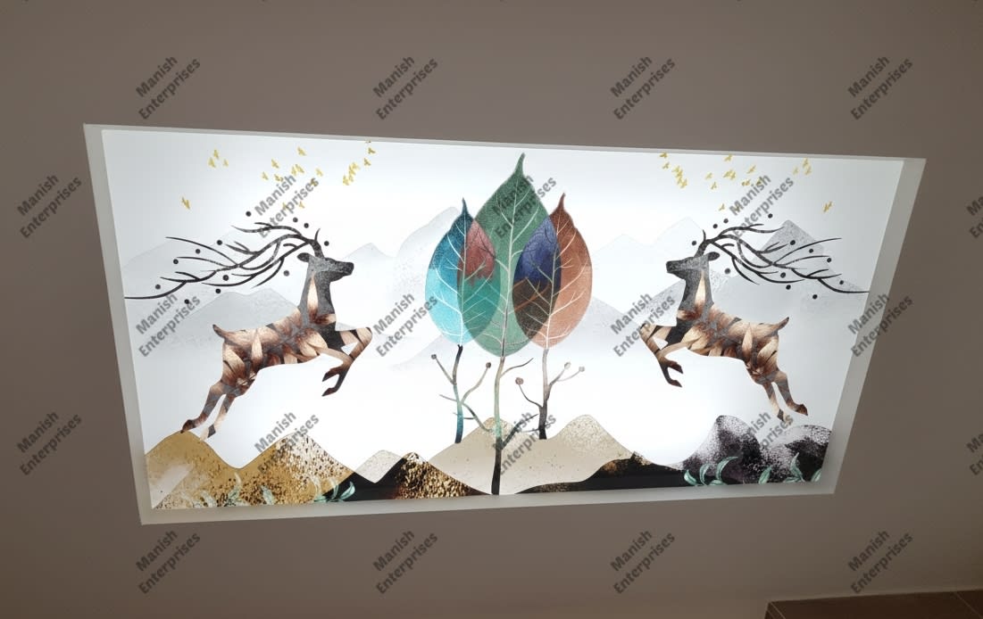 3D Forest Leap Deer Acrylic Backlit Décor Sheet