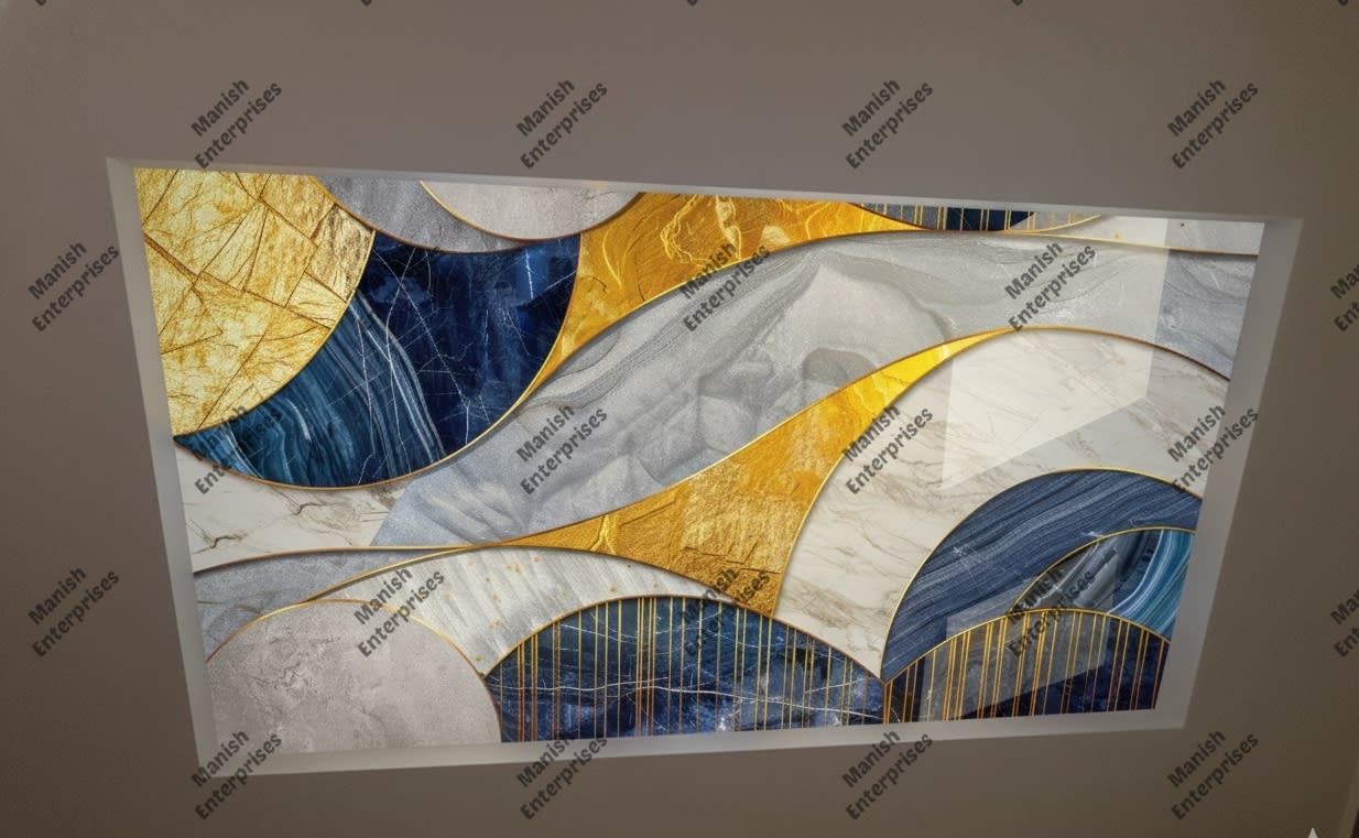 3D Indigo Wave Arc Acrylic Backlit Décor Sheet