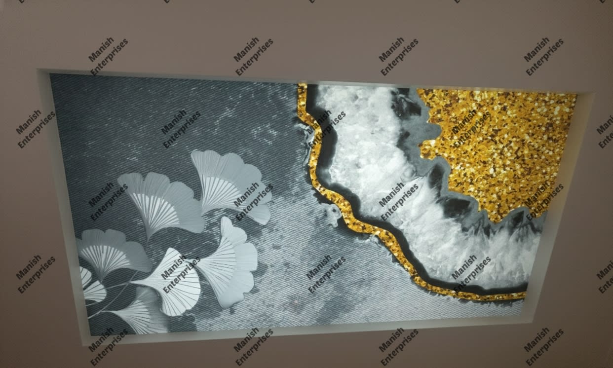 3D Ginkgo Luxe GoldGrey Acrylic Backlit Décor Sheet