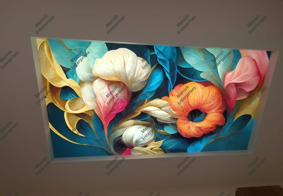 3D Teal Blossom Art Acrylic Backlit Décor Sheet