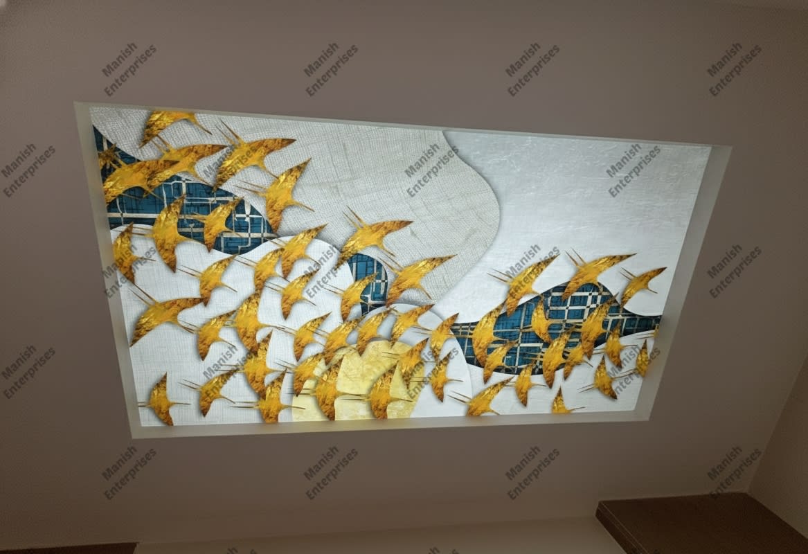 3D Golden Flock Acrylic Backlit Décor Sheet